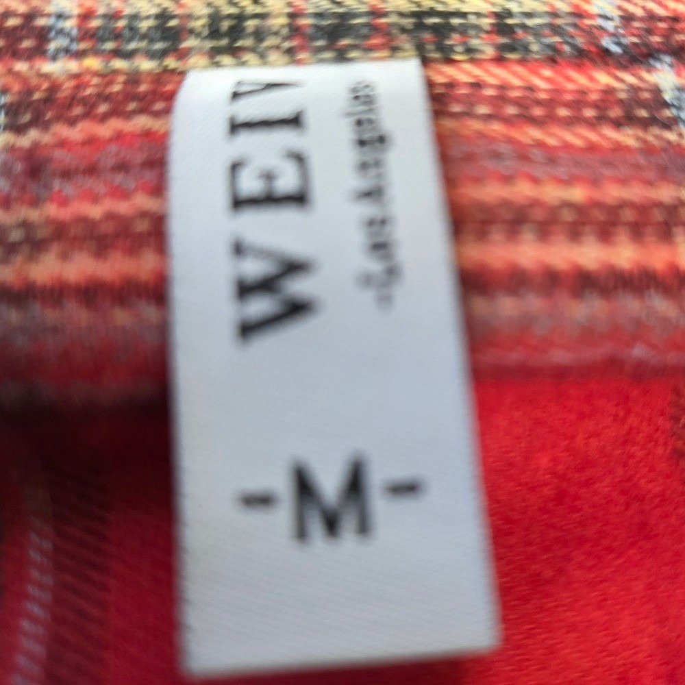 NWT WEIV LA Red Plaid Flannel Button Up Shirt Cotton Blend Streetwear M Grunge - Picture 4 of 8